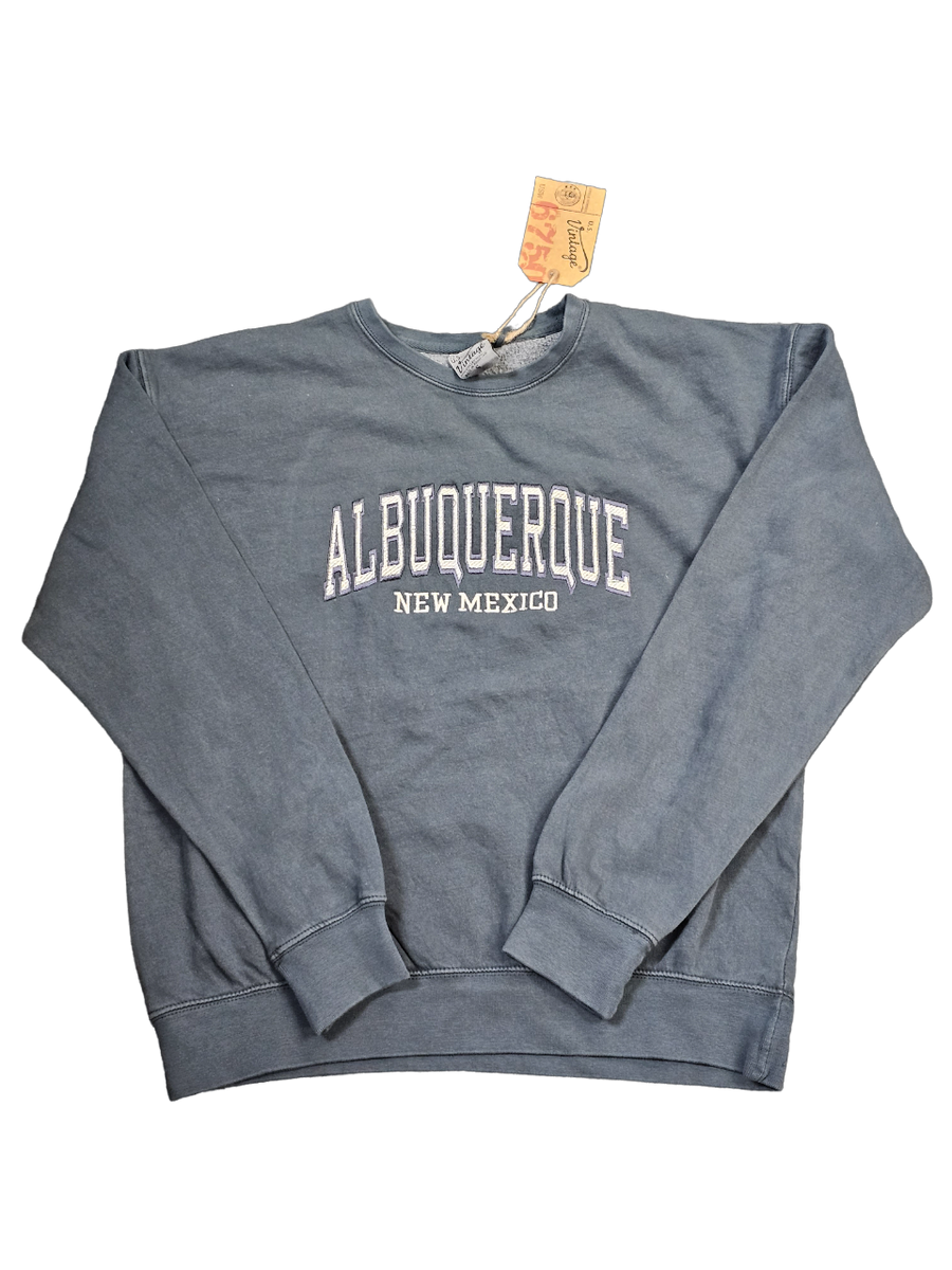 Albuquerque New Mexico Embroidered Charcoal Crewneck Sweatshirt The New Mexico Shop