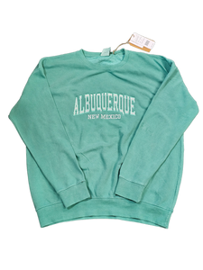 Albuquerque New Mexico Embroidered Chalky Mint Crewneck Sweatshirt