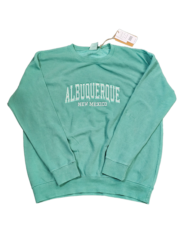 Albuquerque New Mexico Embroidered Chalky Mint Crewneck Sweatshirt
