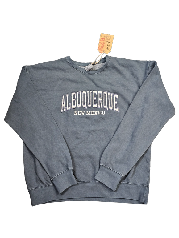Albuquerque New Mexico Embroidered Charcoal Crewneck Sweatshirt