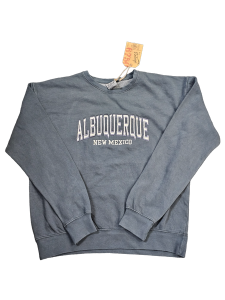 Albuquerque New Mexico Embroidered Charcoal Crewneck Sweatshirt 