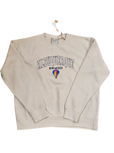 Albuquerque New Mexico Embroidered Balloon Oyster Crewneck Sweatshirt