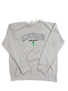 Albuquerque New Mexico Embroidered Silver Alien Crewneck Sweatshirt