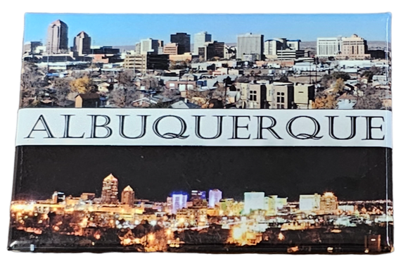 Albuquerque Day and Night Skyline Magnet