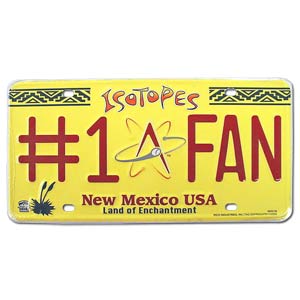 Isotopes #1 Fan License Plate
