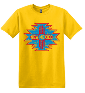 Distressed New Mexico Zia Symbol Yellow T-Shirt