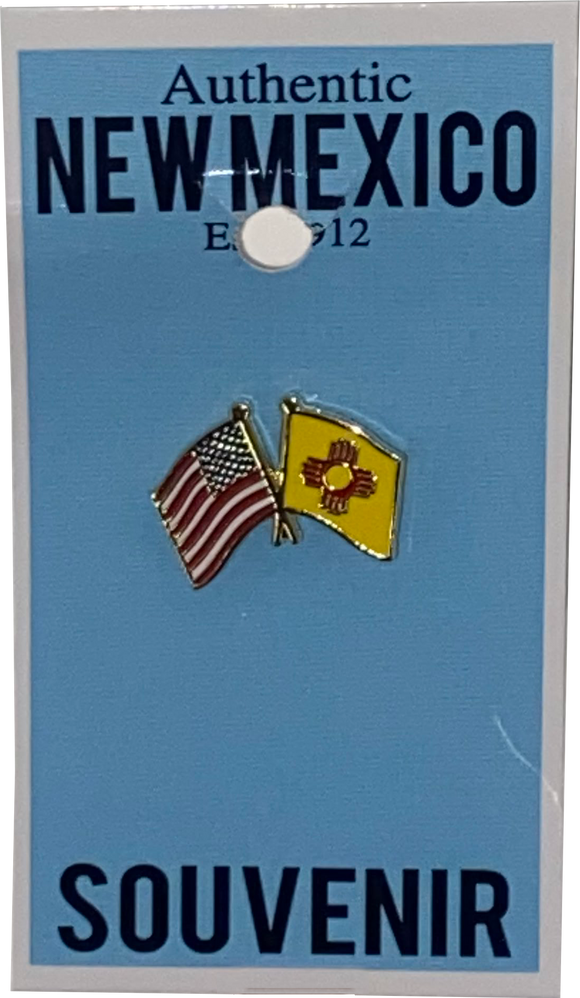 NM and USA Crossed Flags Pin