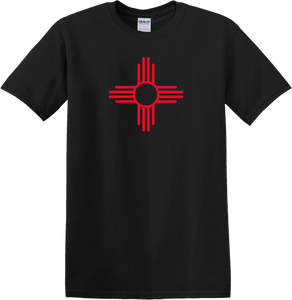 Black T-Shirt with Red Zia Symbol
