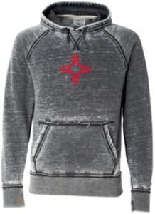 Red Zia Symbol Vintage Gray Hoodie