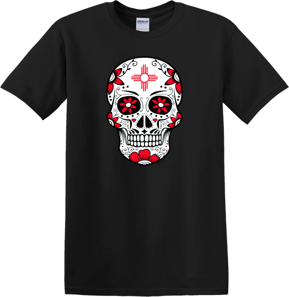Black Zia Symbol Sugar Skull T-Shirt