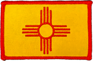 NM Flag Zia Symbol Embroidered Patch - 3"x 2"