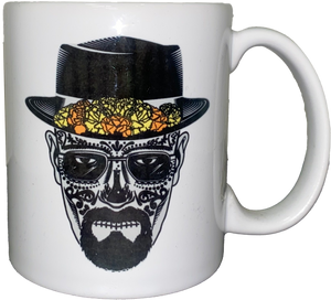 White Coffee Mug with Sugar Skull