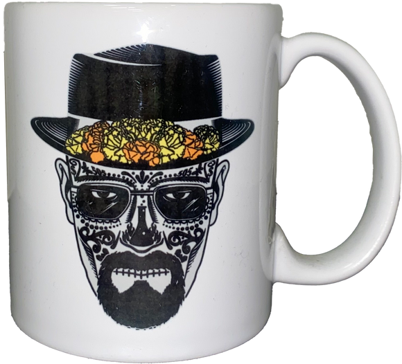 White Coffee Mug with Sugar Skull